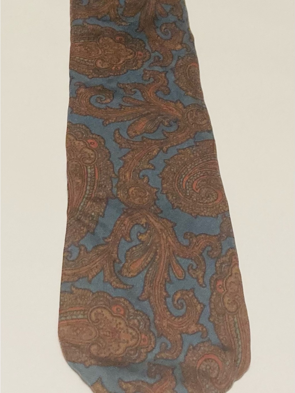 5 Designer Silk Classic Paisley Blue and Brown Men's Tie - Picture 5 of 8
